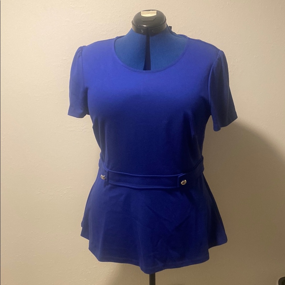 Elegant Blue Peplum Women's Top